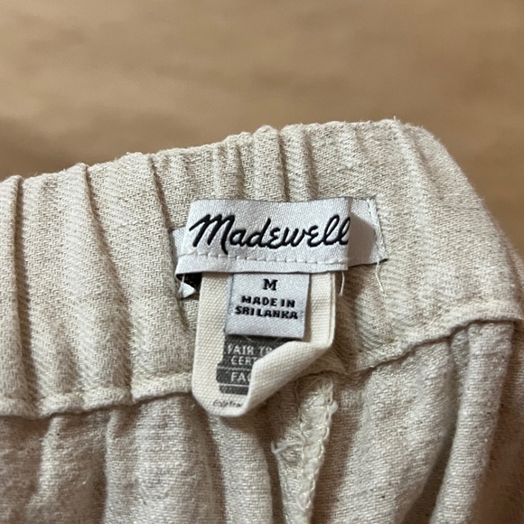 Madewell | Clean Pull On Shorts High Rise Linen Cotton Natural Undyed Size M - Picture 3 of 9